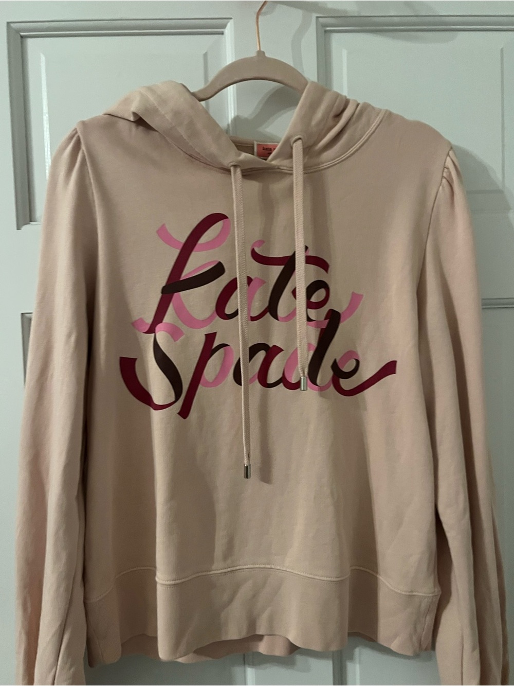 kate spade Blush Cream Hoodie with Pink Script Logo